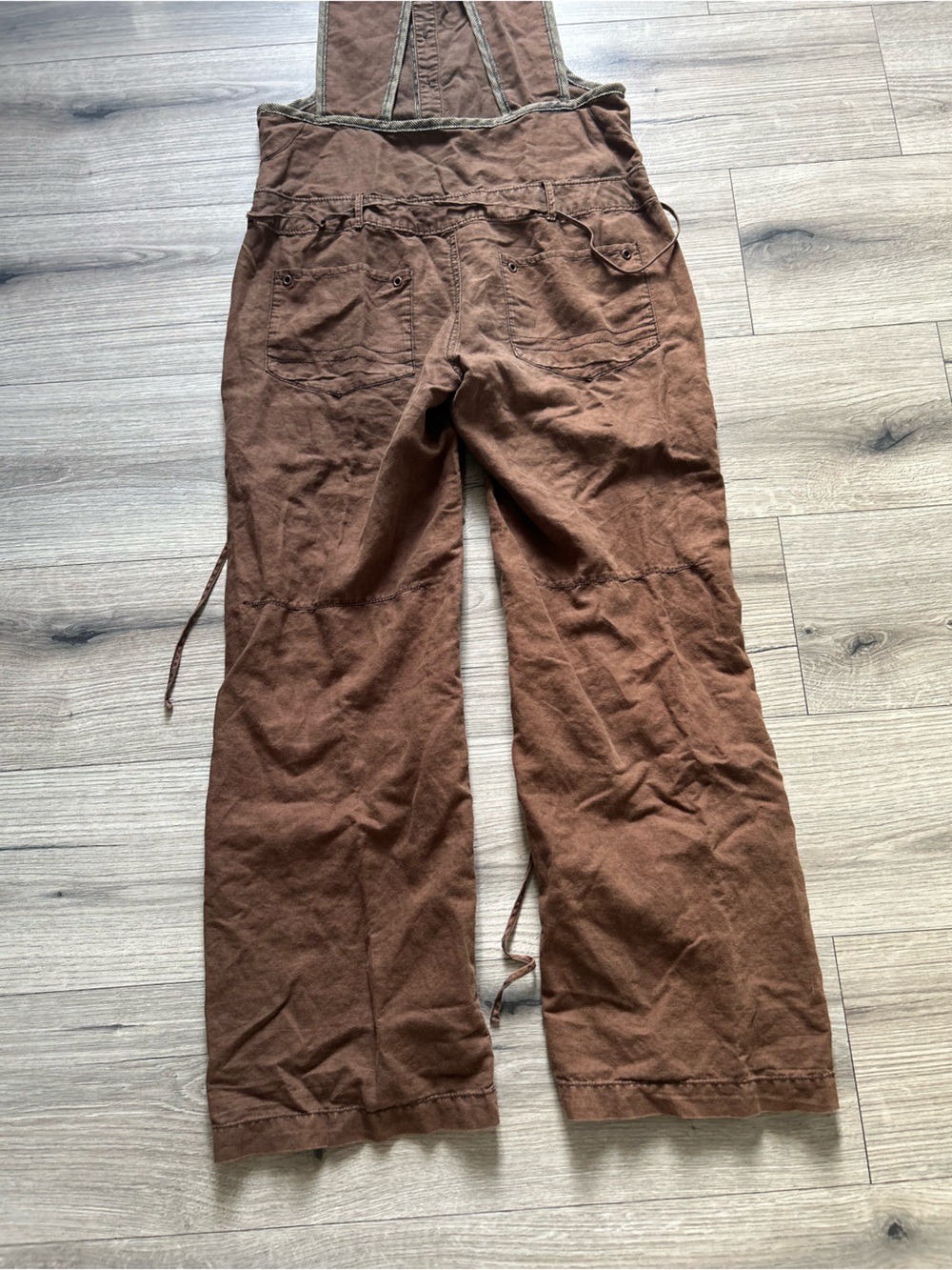 Free People Deep Trance Overalls Brown Sugar Cotton Wide Leg Boho Chic Size 4 - Picture 10 of 10